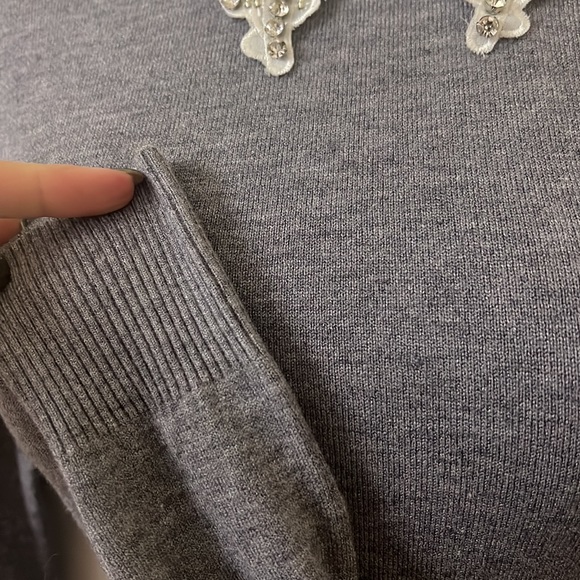 Vila Milano Crystal Lace Collar With Pearl Button Closure - Picture 6 of 13